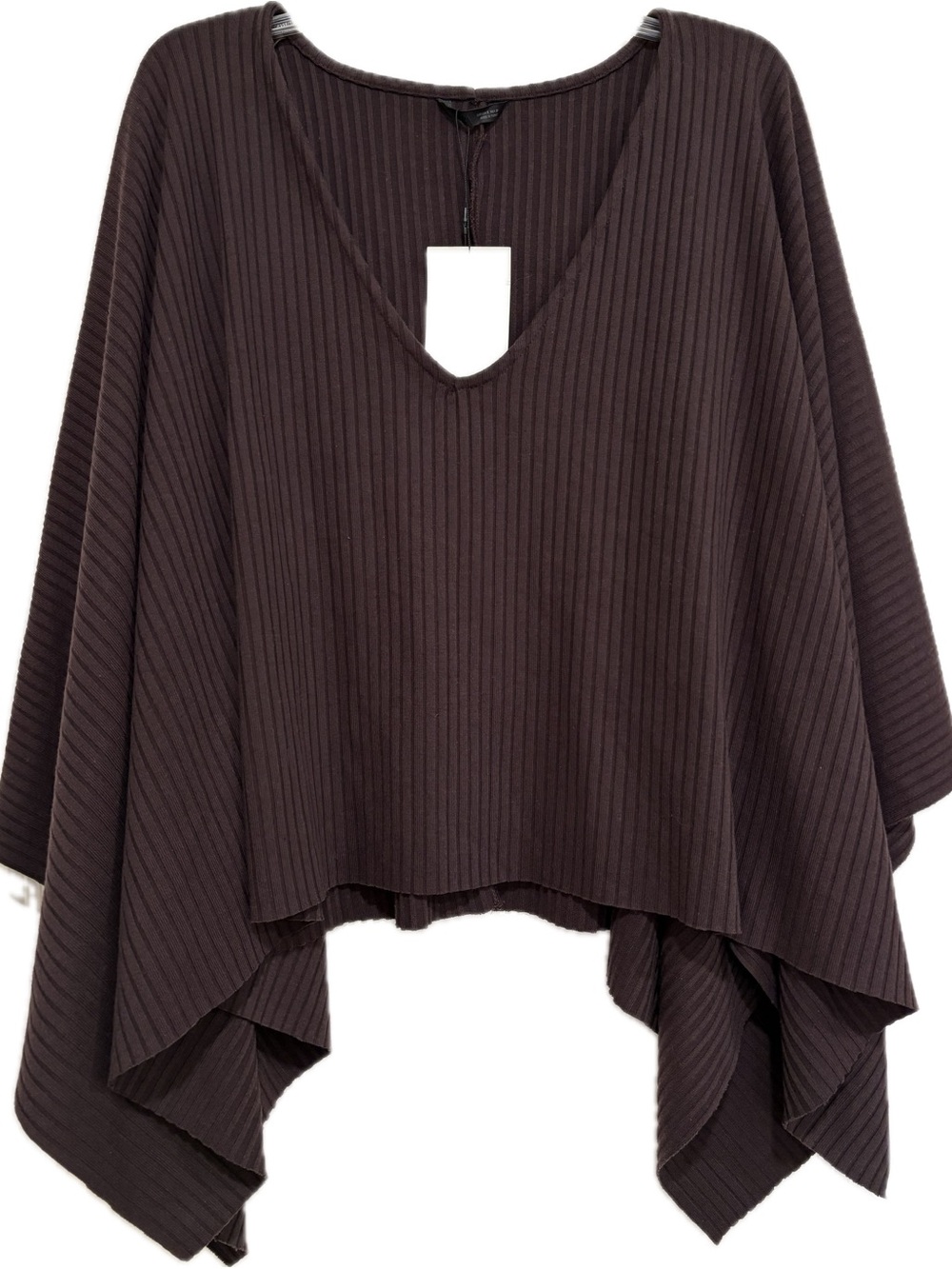 Zara Ribbed Asymmetric Poncho Cape Top | Size Small | NWT